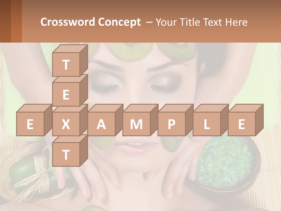 A Woman With Kiwi Slices On Her Face PowerPoint Template