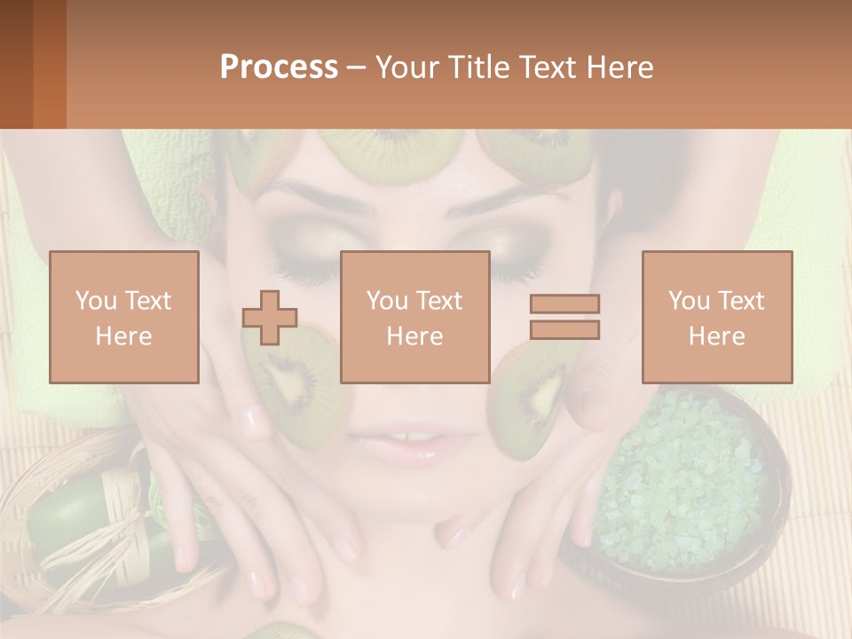 A Woman With Kiwi Slices On Her Face PowerPoint Template