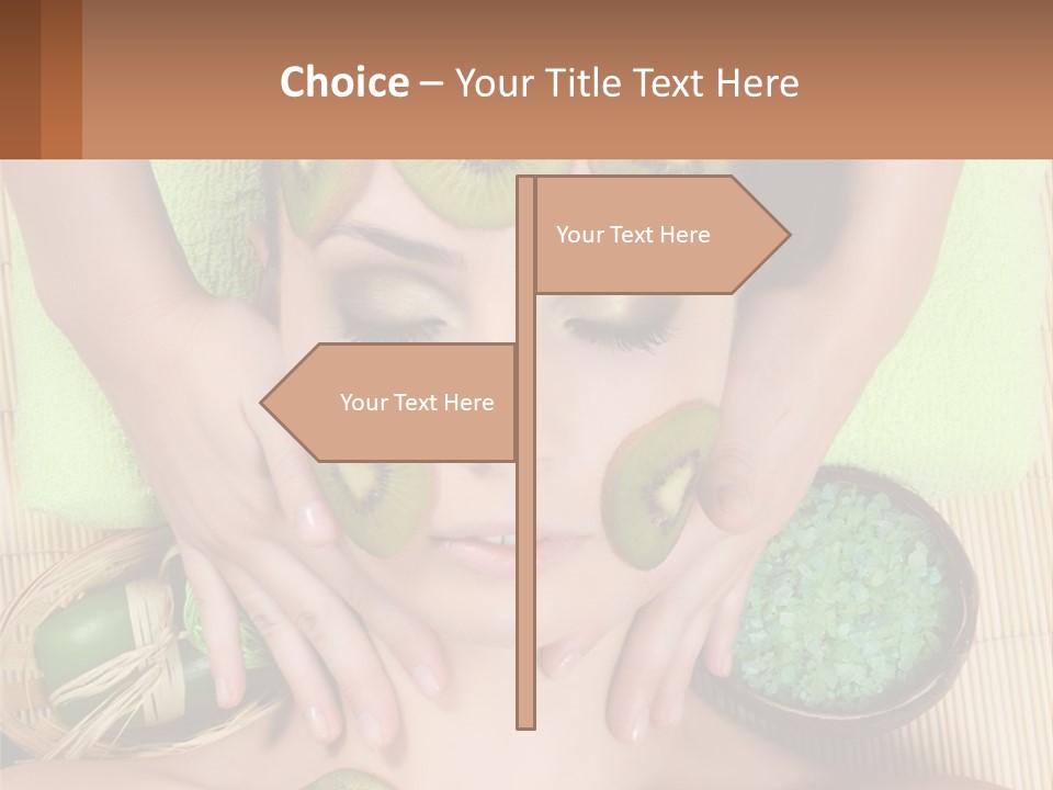 A Woman With Kiwi Slices On Her Face PowerPoint Template