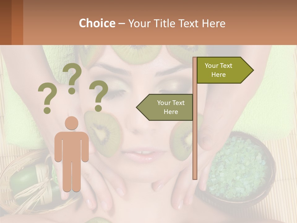 A Woman With Kiwi Slices On Her Face PowerPoint Template