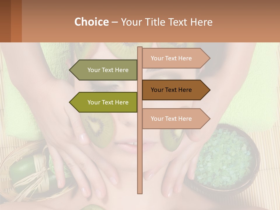 A Woman With Kiwi Slices On Her Face PowerPoint Template