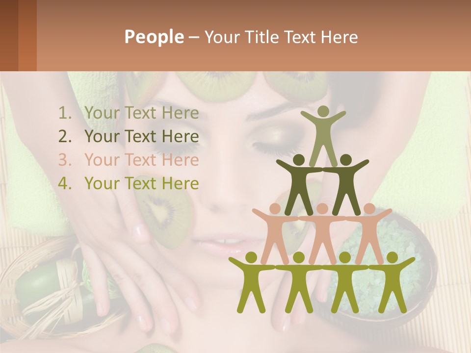 A Woman With Kiwi Slices On Her Face PowerPoint Template