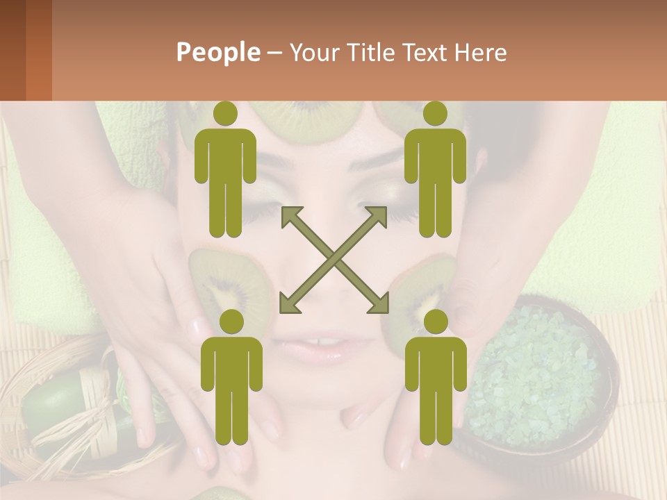 A Woman With Kiwi Slices On Her Face PowerPoint Template