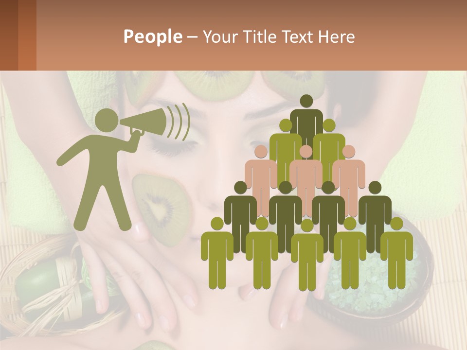 A Woman With Kiwi Slices On Her Face PowerPoint Template