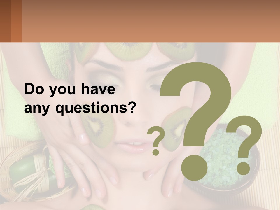 A Woman With Kiwi Slices On Her Face PowerPoint Template