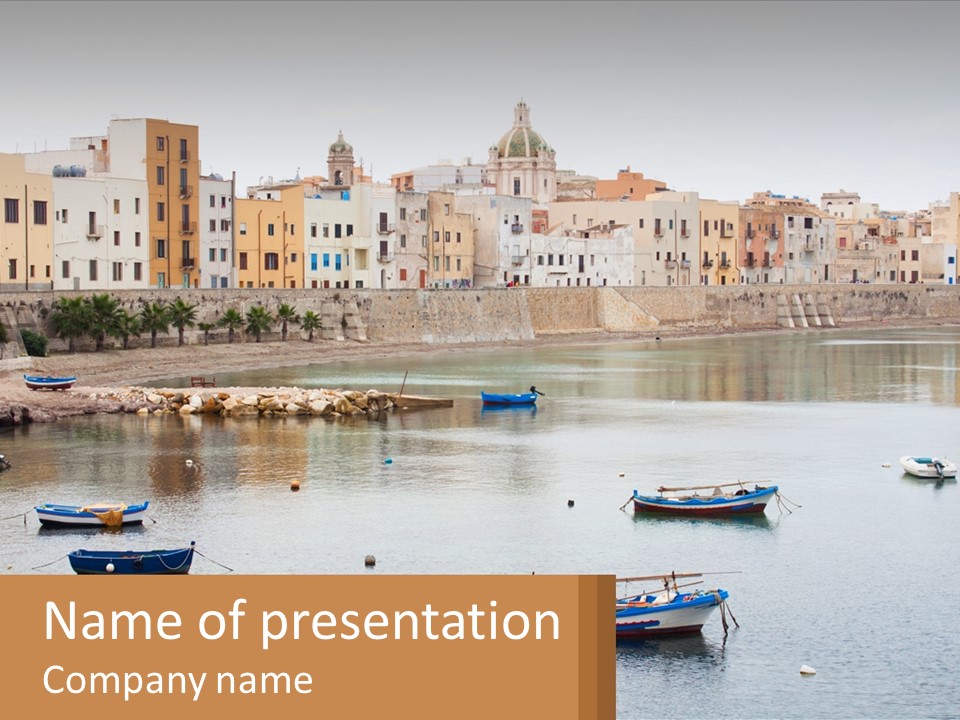 A Group Of Boats Floating On Top Of A River PowerPoint Template