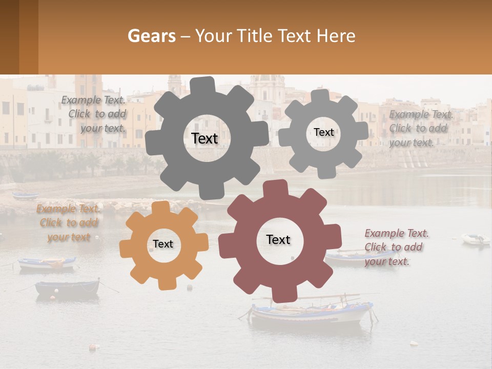 A Group Of Boats Floating On Top Of A River PowerPoint Template