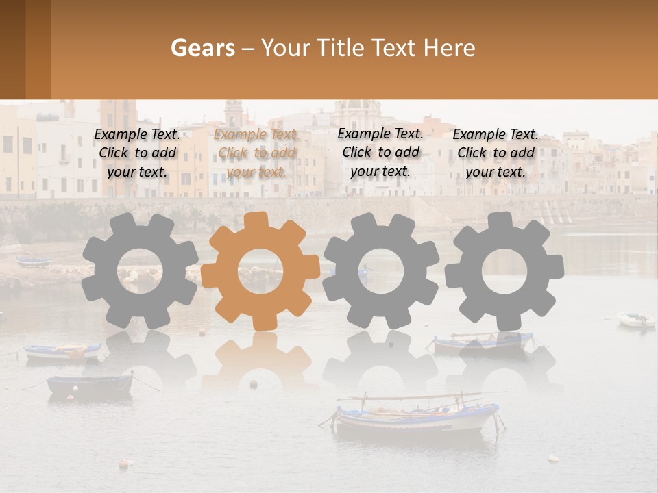 A Group Of Boats Floating On Top Of A River PowerPoint Template