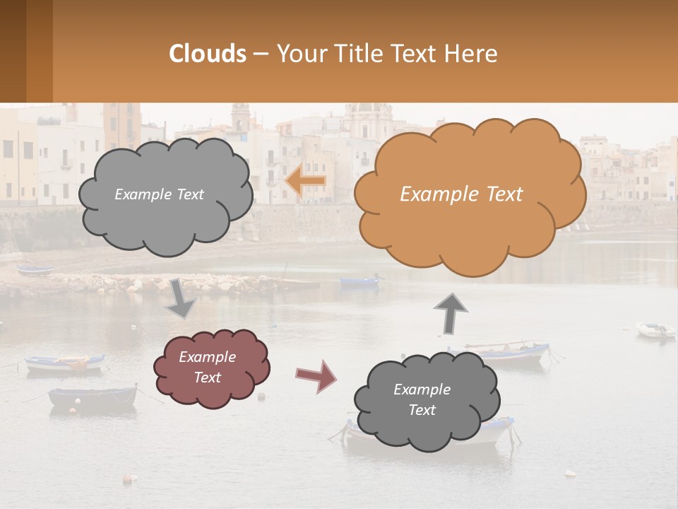 A Group Of Boats Floating On Top Of A River PowerPoint Template
