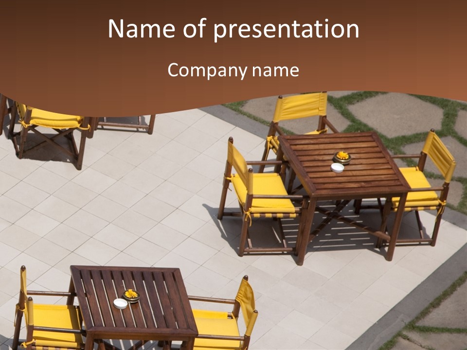 A Group Of Yellow Chairs And A Table PowerPoint Template