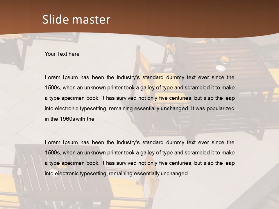 A Group Of Yellow Chairs And A Table PowerPoint Template