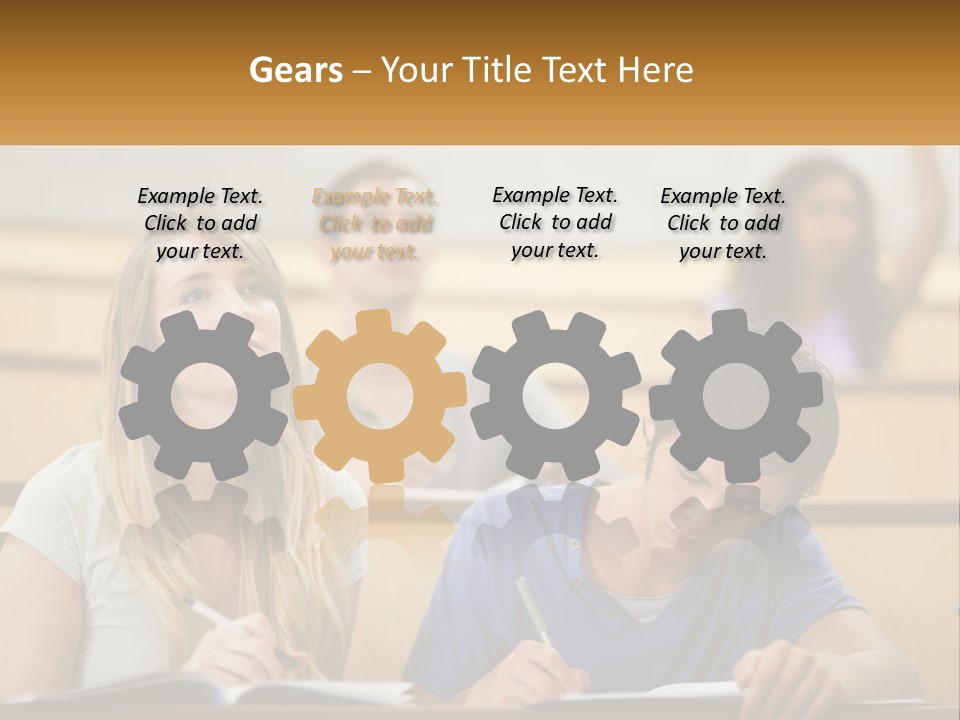 A Group Of People Sitting In A Lecture Hall PowerPoint Template