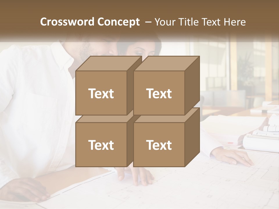 A Man And Woman Sitting At A Desk In An Office PowerPoint Template