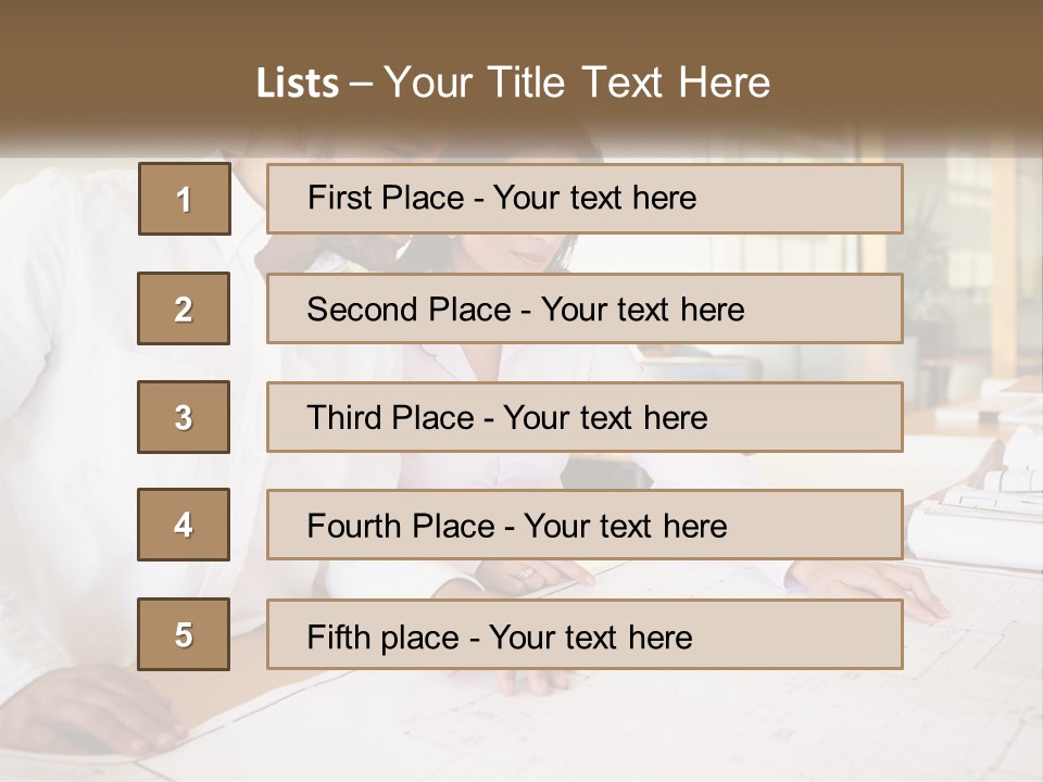 A Man And Woman Sitting At A Desk In An Office PowerPoint Template