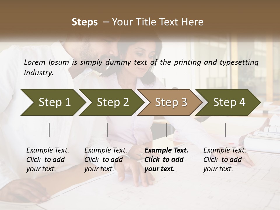 A Man And Woman Sitting At A Desk In An Office PowerPoint Template
