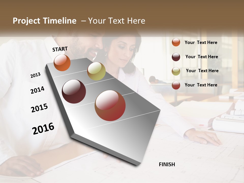 A Man And Woman Sitting At A Desk In An Office PowerPoint Template