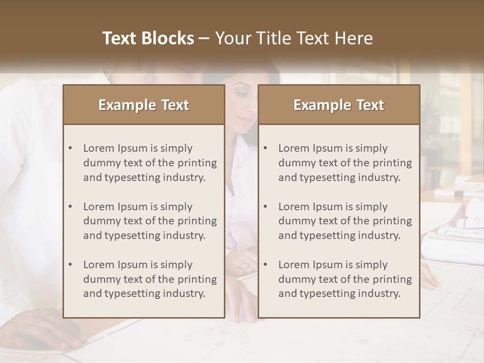 A Man And Woman Sitting At A Desk In An Office PowerPoint Template