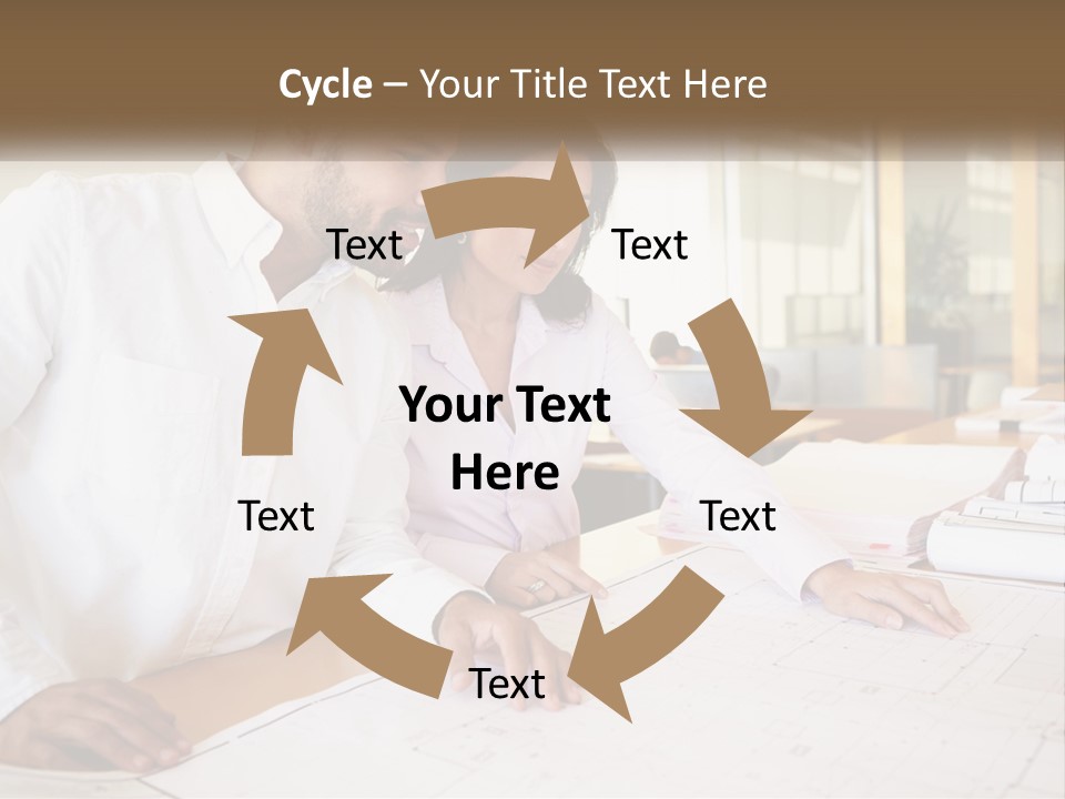 A Man And Woman Sitting At A Desk In An Office PowerPoint Template