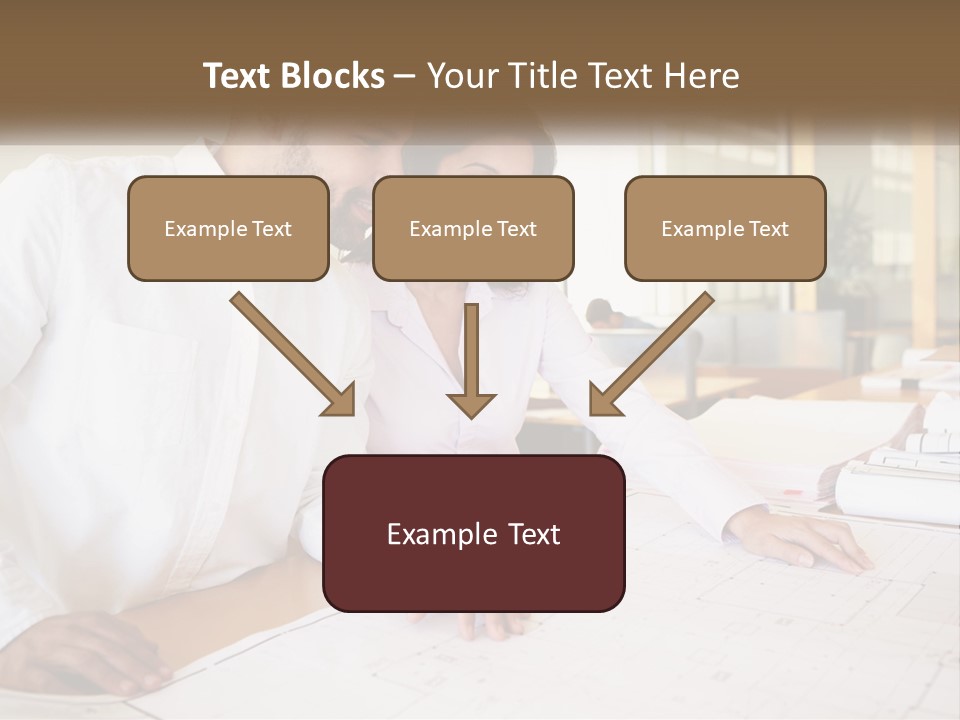 A Man And Woman Sitting At A Desk In An Office PowerPoint Template