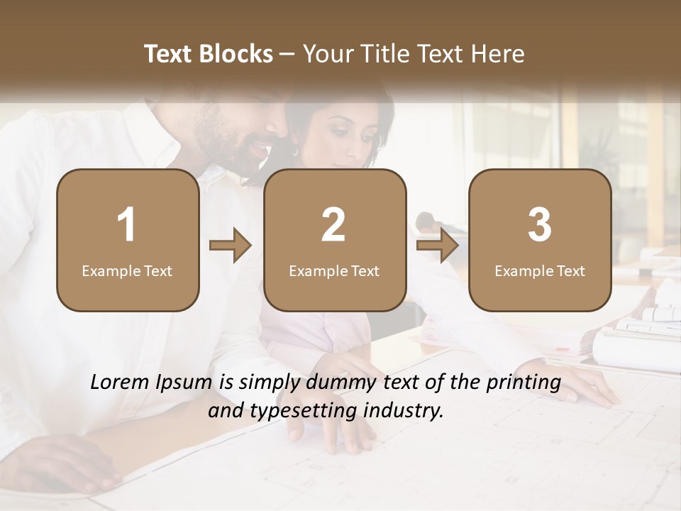 A Man And Woman Sitting At A Desk In An Office PowerPoint Template
