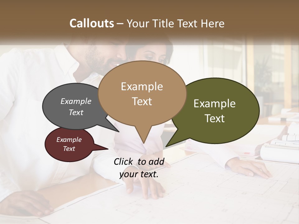 A Man And Woman Sitting At A Desk In An Office PowerPoint Template