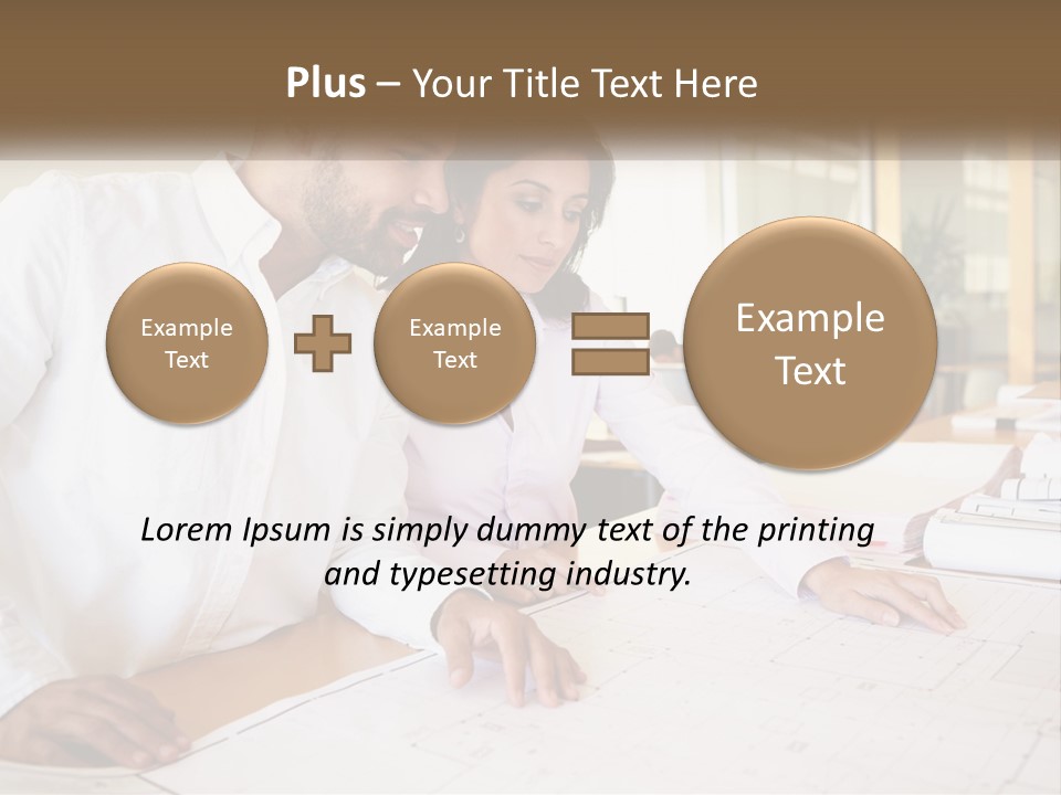 A Man And Woman Sitting At A Desk In An Office PowerPoint Template