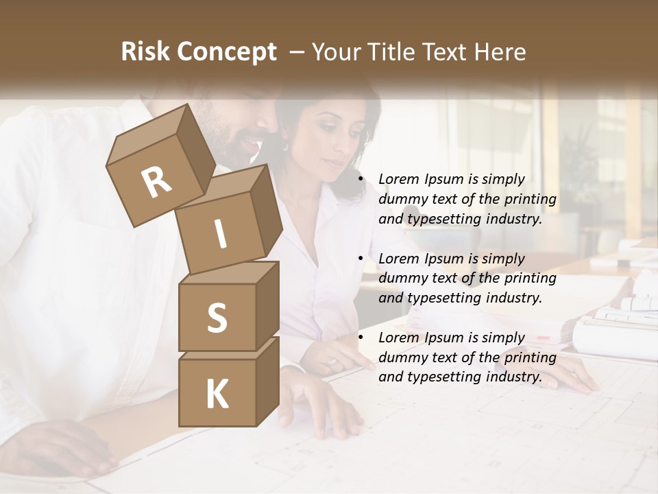 A Man And Woman Sitting At A Desk In An Office PowerPoint Template