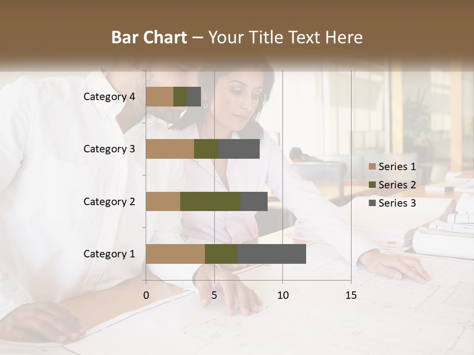 A Man And Woman Sitting At A Desk In An Office PowerPoint Template