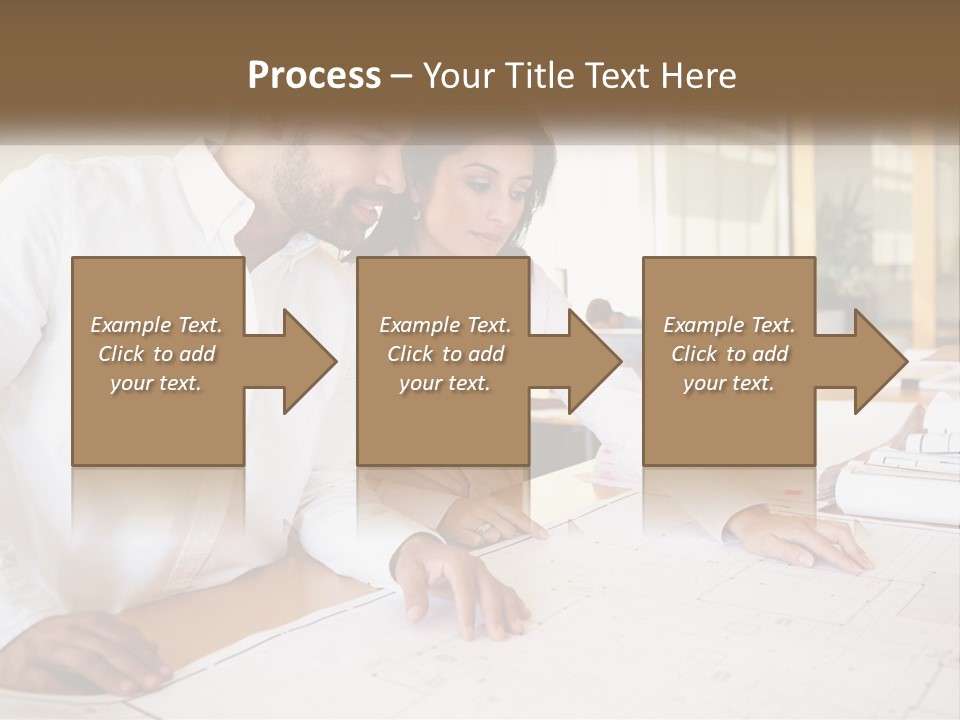 A Man And Woman Sitting At A Desk In An Office PowerPoint Template
