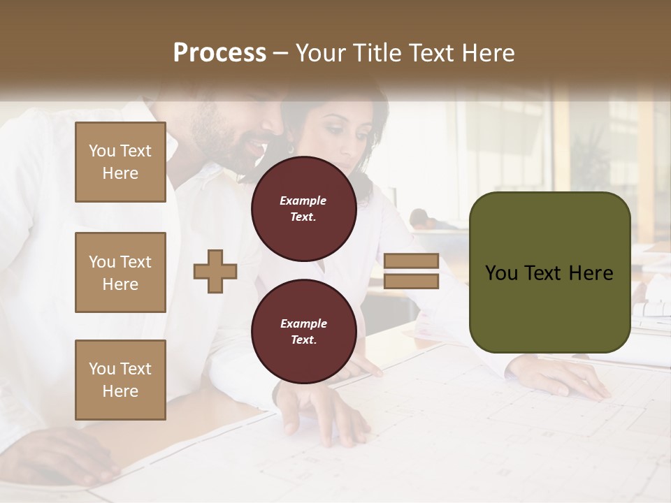 A Man And Woman Sitting At A Desk In An Office PowerPoint Template