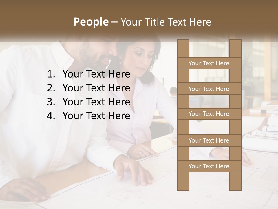 A Man And Woman Sitting At A Desk In An Office PowerPoint Template