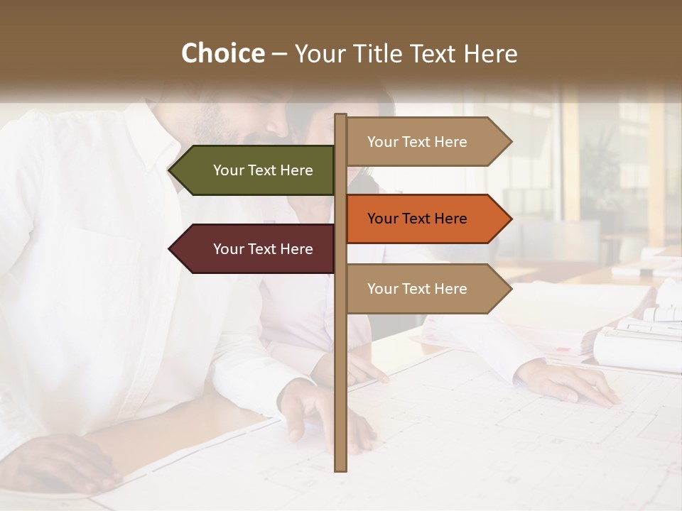 A Man And Woman Sitting At A Desk In An Office PowerPoint Template