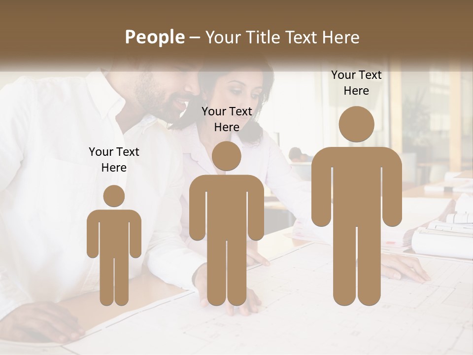 A Man And Woman Sitting At A Desk In An Office PowerPoint Template