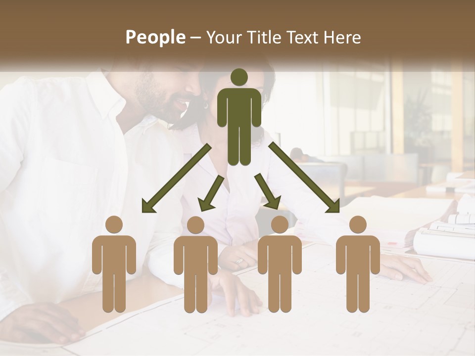 A Man And Woman Sitting At A Desk In An Office PowerPoint Template