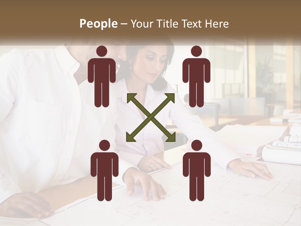 A Man And Woman Sitting At A Desk In An Office PowerPoint Template