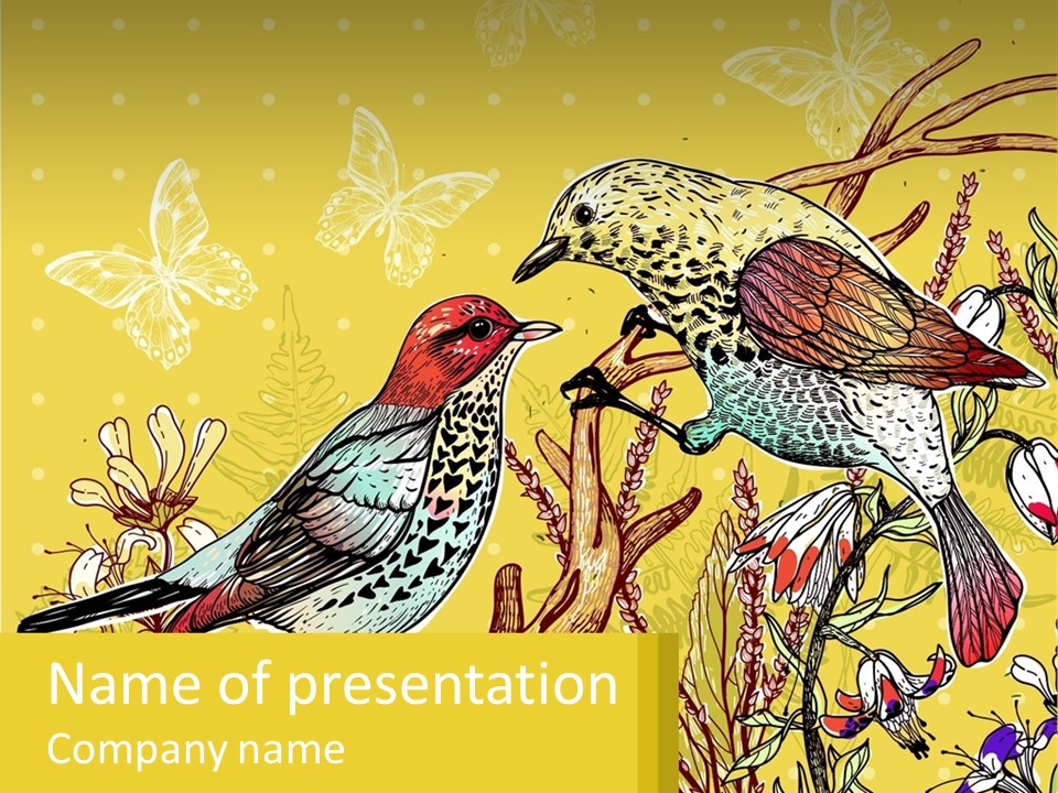 A Couple Of Birds Sitting On Top Of A Tree PowerPoint Template