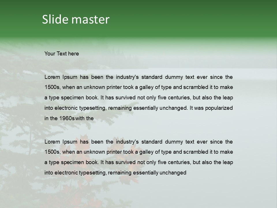 A Lake Surrounded By Trees With Fog In The Background PowerPoint Template