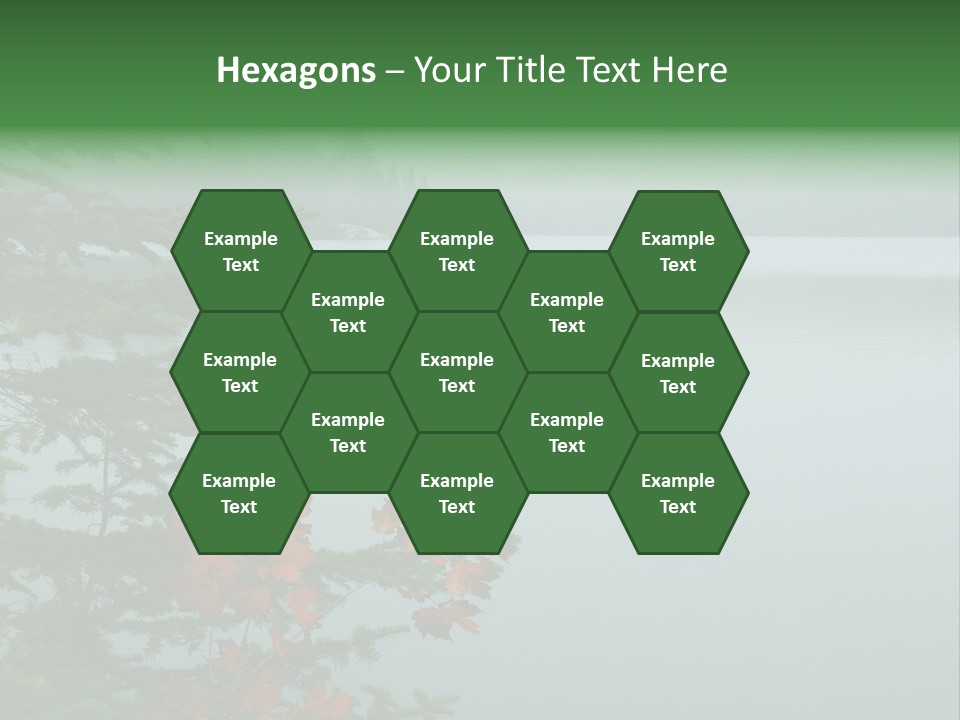 A Lake Surrounded By Trees With Fog In The Background PowerPoint Template