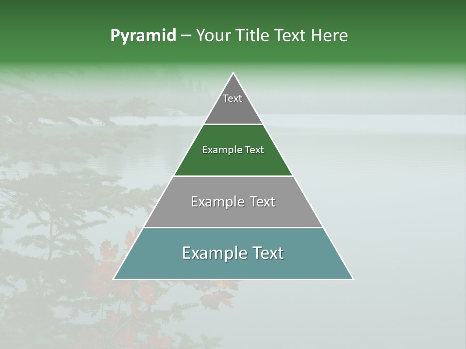 A Lake Surrounded By Trees With Fog In The Background PowerPoint Template