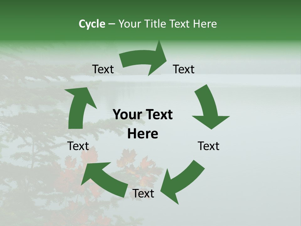 A Lake Surrounded By Trees With Fog In The Background PowerPoint Template