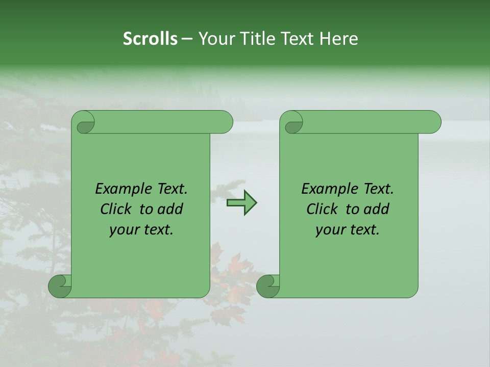 A Lake Surrounded By Trees With Fog In The Background PowerPoint Template