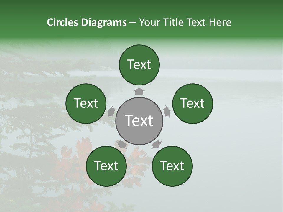 A Lake Surrounded By Trees With Fog In The Background PowerPoint Template