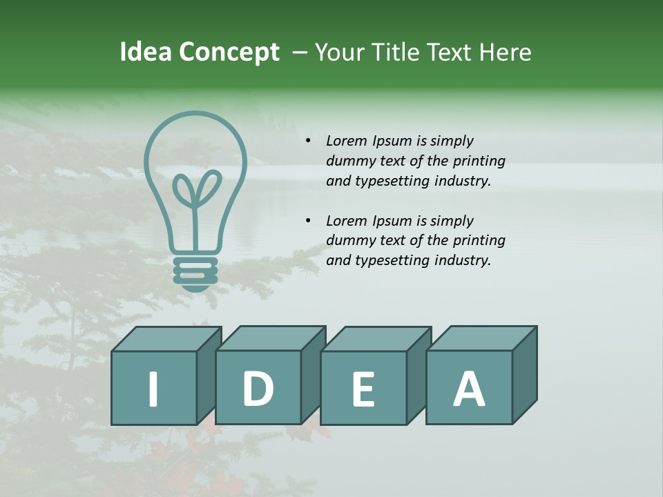 A Lake Surrounded By Trees With Fog In The Background PowerPoint Template