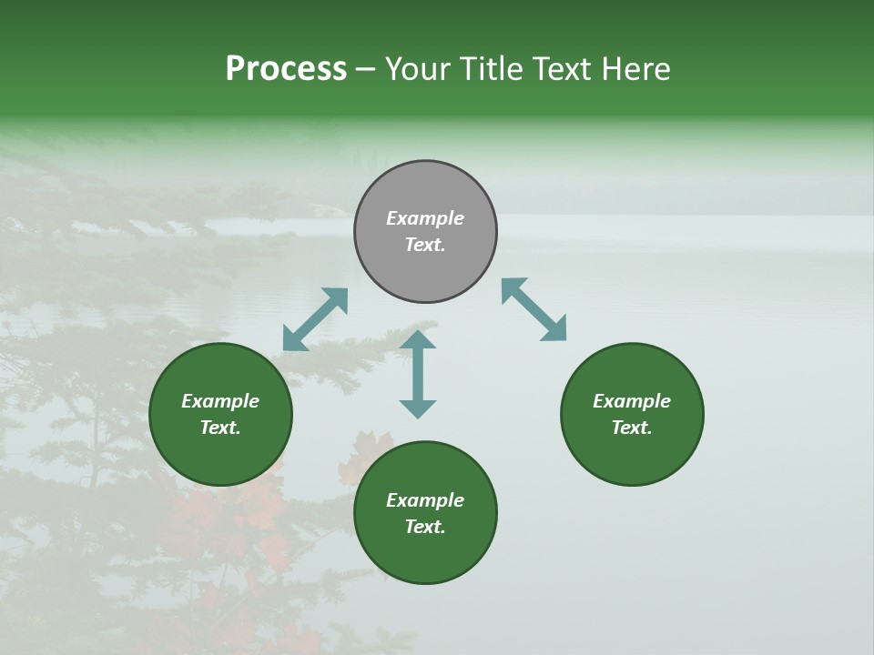 A Lake Surrounded By Trees With Fog In The Background PowerPoint Template