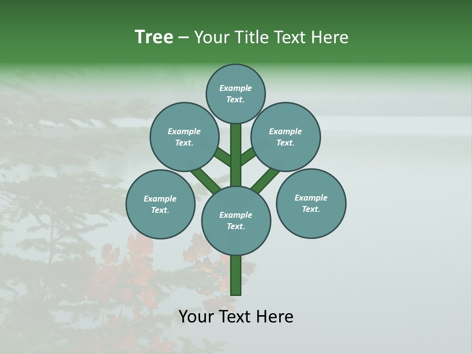 A Lake Surrounded By Trees With Fog In The Background PowerPoint Template