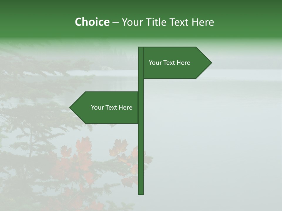 A Lake Surrounded By Trees With Fog In The Background PowerPoint Template