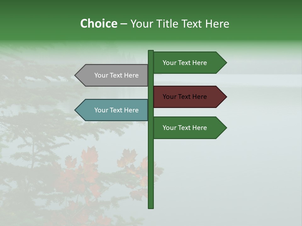 A Lake Surrounded By Trees With Fog In The Background PowerPoint Template