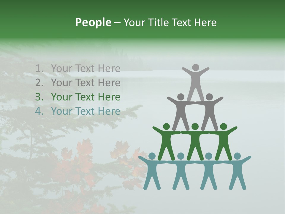 A Lake Surrounded By Trees With Fog In The Background PowerPoint Template