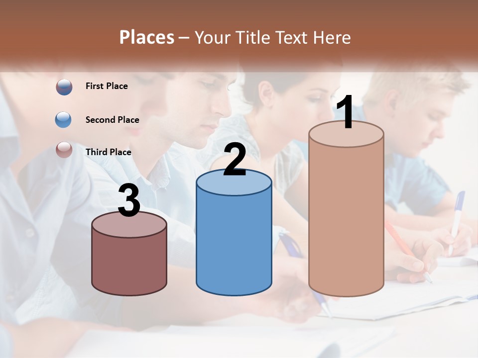 A Group Of People Sitting At A Table Writing PowerPoint Template