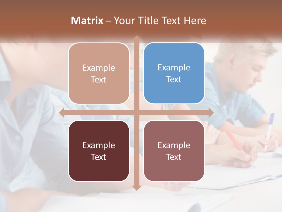 A Group Of People Sitting At A Table Writing PowerPoint Template